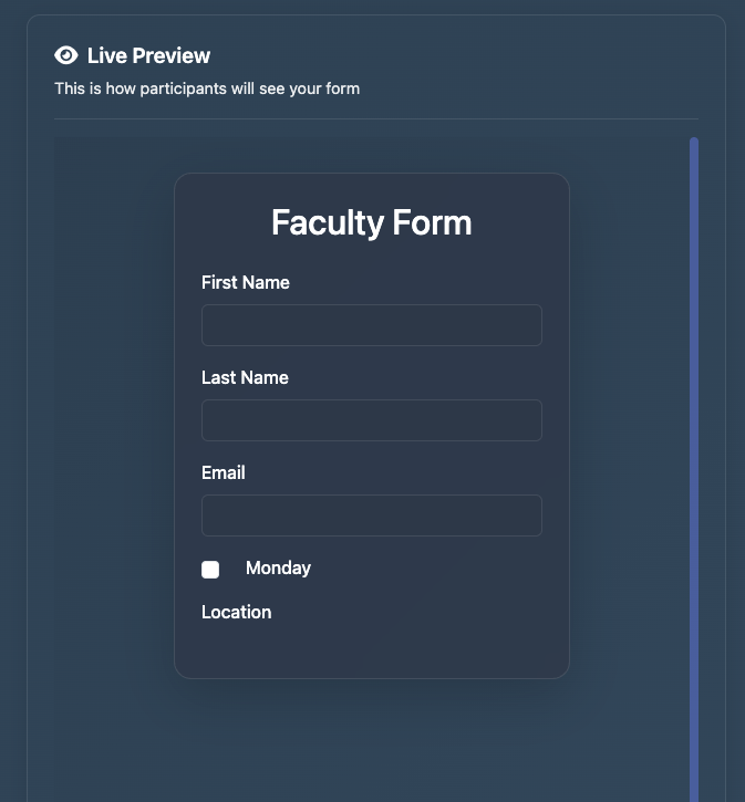 ScheduleGenius form preview feature